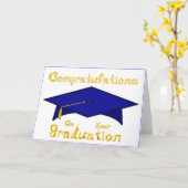 Blauer Navy Graduation Cap Printable Party Hat ode Karte (Gelbe Blume)