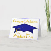 Blauer Navy Graduation Cap Printable Party Hat ode Karte (Vorderseite)