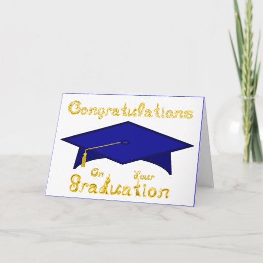 Blauer Navy Graduation Cap Printable Party Hat ode Karte (Vorderseite)