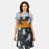 Blauer Navy Halloween Schürze mit Geistern, Sterne (Getragen)