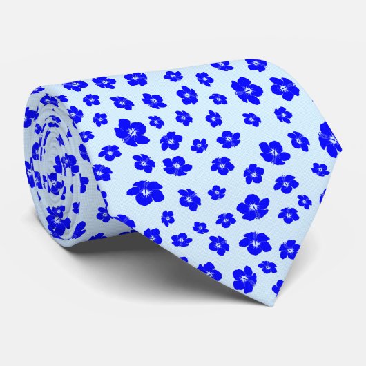 Blauer Navy-Hibiskus Krawatte (Gerollt)