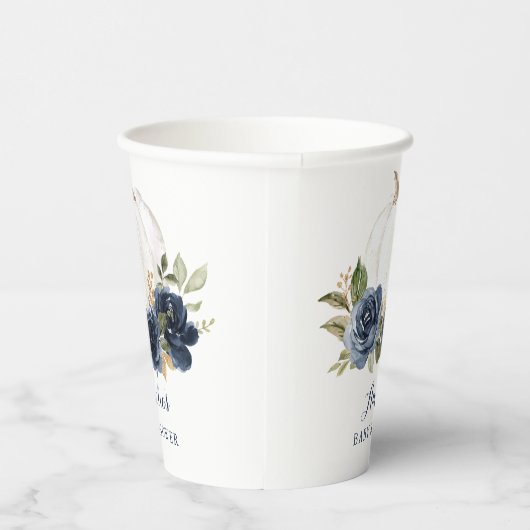 Blauer Navy Pumkin Fall Baby Dusche Pappbecher (Rechts)