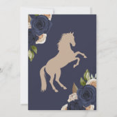 Blauer Navy Rose Blumen & Pferde Charro Quinceaner Einladung (Rückseite)