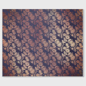 Blauer Navy Royal Silver Rose Kupfer Pulver Blüten Geschenkpapier (Flach)