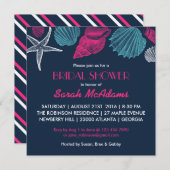 Blauer Navy Sea Muschel Bridal Dusche Einladung (Vorne/Hinten)