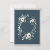 Blauer Navy & Silver Elfenbeinblume Hochzeit Dankeskarte (Rückseite)