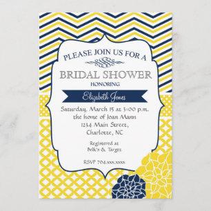 Blauer Navy- und Gelbbridal-Dusche Einladung