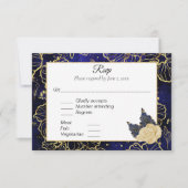 Blauer Navy und Gold Floral UAWG RSVP Karte (Vorderseite)