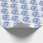 Blauer Navy und Weiße Rosen Geschenkpapier (Ecke)