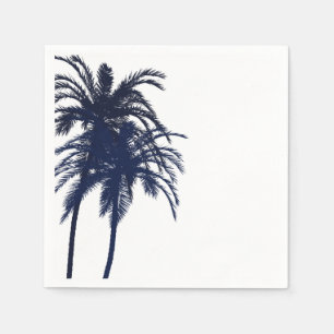 Blauer Navy und weißer tropischer Palmenbaum Serviette