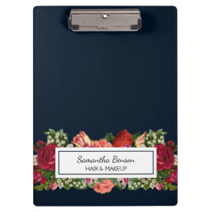 Blauer Navy Vintag Blauer Blütenschwarm Klemmbrett