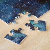 Blauer Nebel Galaxy Wasserfarbe Puzzle (Seite)