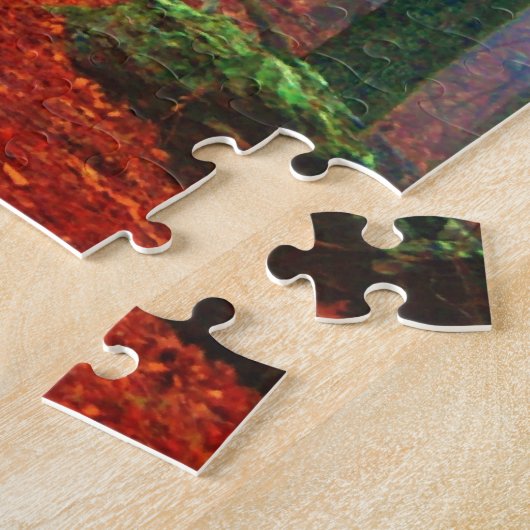 Blauer Nebel in gestrichenem Wald Puzzle (Seite)