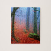 Blauer Nebel in gestrichenem Wald Puzzle (Vertikal)