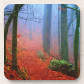 Blauer Nebel in gestrichenem Wald Untersetzer (Vorderseite)