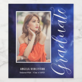 Blauer Nebel Raum Stilvoll Moderner Foto Abschluss Weinetikett (Einzelnes Label)