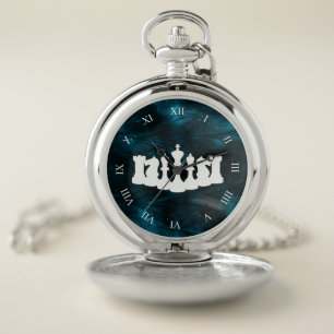 Blauer Nebel Schess Piece King Taschenuhr