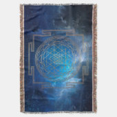 Blauer Nebel Sri Yantra - Blanket Decke (Vorderseite Vertikal)