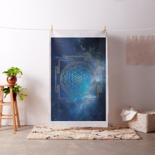 Blauer Nebel Sri Yantra - Fabric Stoff
