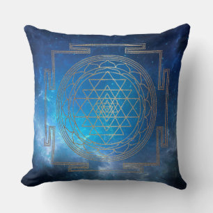 Blauer Nebel Sri Yantra - Kissen