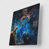 Blauer Nebel Wolken AI Konzept Kunst von Xzendor7 Quadratische Wanduhr (Winkel)