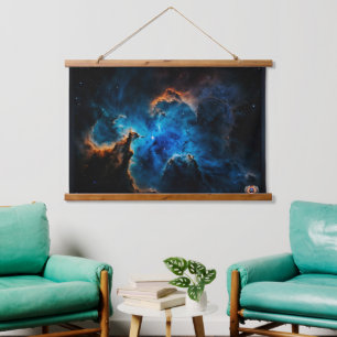 Blauer Nebel Wolken AI Konzept Kunst von Xzendor7 Wandteppich Mit Holzrahmen