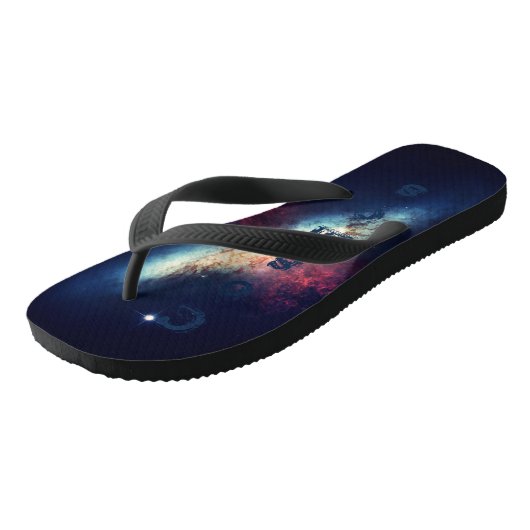 Blauer Nebula Galaxy Space Cosmos Badesandalen (Schrägansicht)