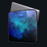 Blauer Nebulous Cool Galaxy Personalisiert Laptopschutzhülle<br><div class="desc">Personalisierter Ärmel mit cooler Galaxie.</div>