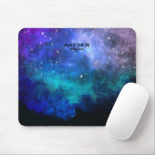 Blauer Nebulous Cool Galaxy Personalisiert Mousepad (Mit Mouse)