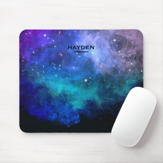 Blauer Nebulous Cool Galaxy Personalisiert Mousepad (Mit Mouse)