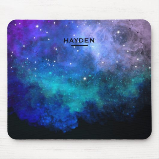 Blauer Nebulous Cool Galaxy Personalisiert Mousepad (Vorne)