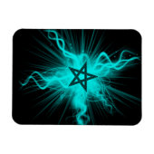 Blauer Neon Glows Pentagram - Heidensymbol Magnet (Horizontal)