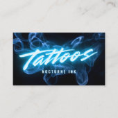 Blauer Neon & Smoke Tattoo Künstler QR Code Visitenkarte (Vorderseite)