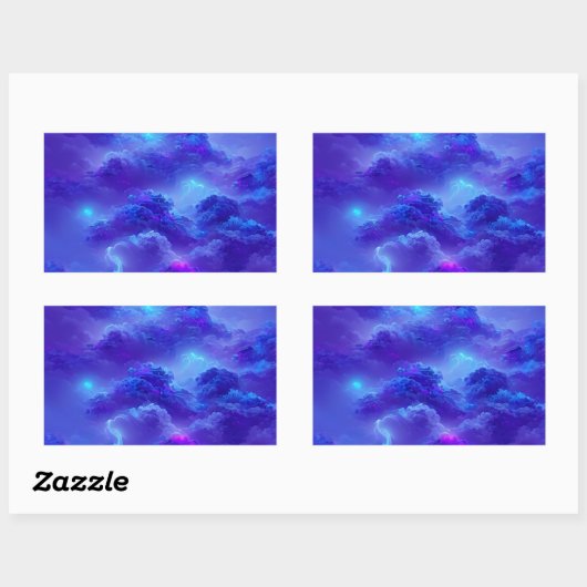 Blauer Neonbeleuchtungseffekt Rechteckiger Aufkleber (Blatt)