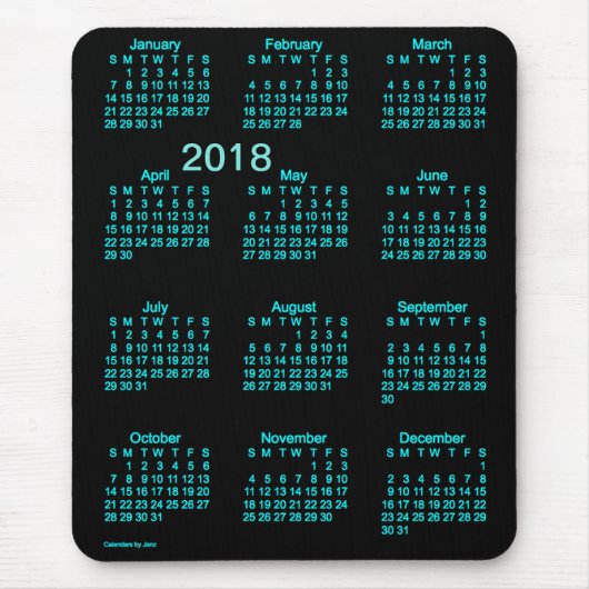 Blauer Neonkalender des Großdruck-2018 durch Janz Mousepad (Vorne)