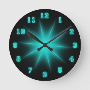 Blauer Neonstern 8" Runde Wanduhr