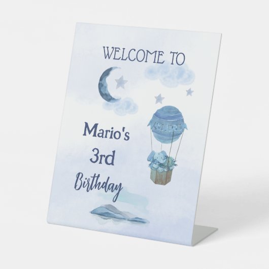 Blauer niedliche Geburtstag Sockelschild (Vorderseite)