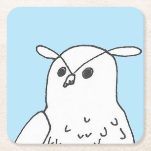 Blauer Niedlicher handgezeichnet Owl Square Paper Rechteckiger Pappuntersetzer