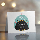 Blauer niedlicher lustiger Dinosaurier. Dino-Kinde Dankeskarte