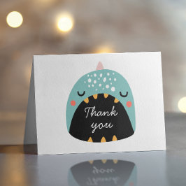 Blauer niedlicher lustiger Dinosaurier. Dino-Kinde Dankeskarte