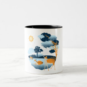 Blauer Niedlicher Spaß Illustrative Sonnenschein W Zweifarbige Tasse