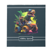 Blauer Niedlicher T-Rex Reitmonster Truck Dinosaur Notizblock (Vorderseite)