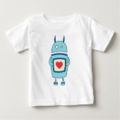 Blauer niedlicher unbeholfener Roboter mit Baby T-shirt (Vorderseite)