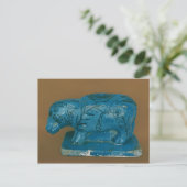 Blauer Nilpferd mit schwarzer Dekoration Postkarte (Stehend Vorderseite)