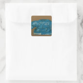 Blauer Nilpferd mit schwarzer Dekoration Quadratischer Aufkleber (Tasche)