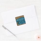 Blauer Nilpferd mit schwarzer Dekoration Quadratischer Aufkleber (Umschlag)