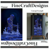 Blauer Nobelritter mit Schwert-Decoupage rechts 15 Seidenpapier