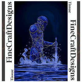 Blauer Nobelritter mit Schwert-Decoupage rechts 15 Seidenpapier