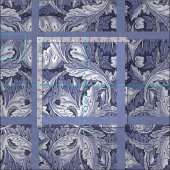 Blauer Nouveau Acanthus Leaf Muster Fabric Stoff (Kachel)