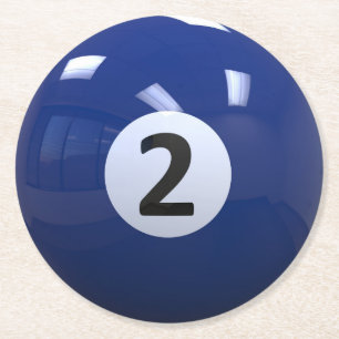 Blauer Nr. 2- Billard-Pool-Ball Runder Pappuntersetzer